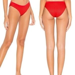 Lovers and Friends Harley Banded Waist Bikini Bottom in Red Size XL